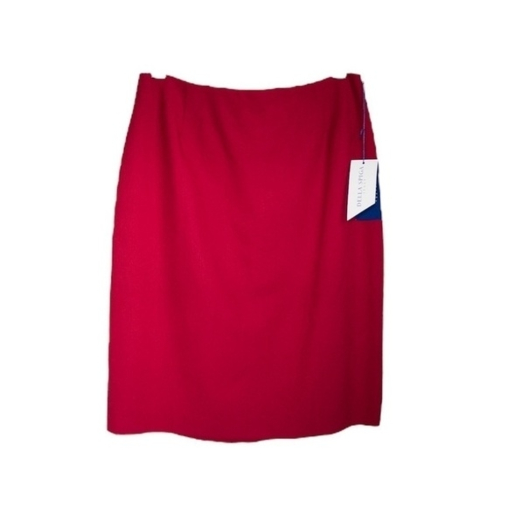 Della Spiga Italy Red Wool Pencil Skirt Women's Size 10 Minimalist NWT